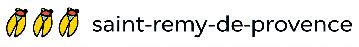 Logo Saint-Rémy-de-Provence — trois cigales jaunes, marque déposée INPI